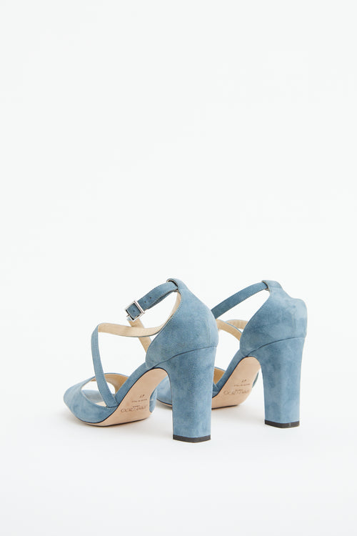 Jimmy Choo Blue Suede Heeled Sandal