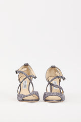 Jimmy Choo Blue & Silver Glitter Carrie 85 Heel