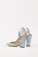 Jimmy Choo Blue & Silver Glitter Micky 100 Heel