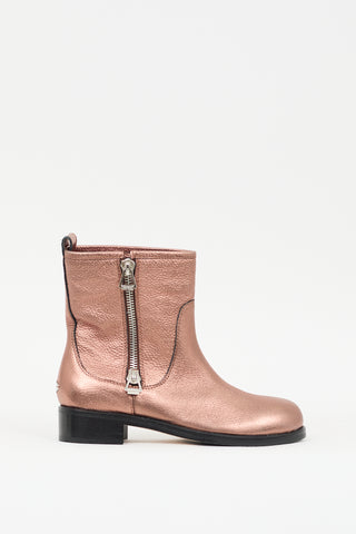 Jimmy Choo Bronze Leather Metallic Dondo Boot