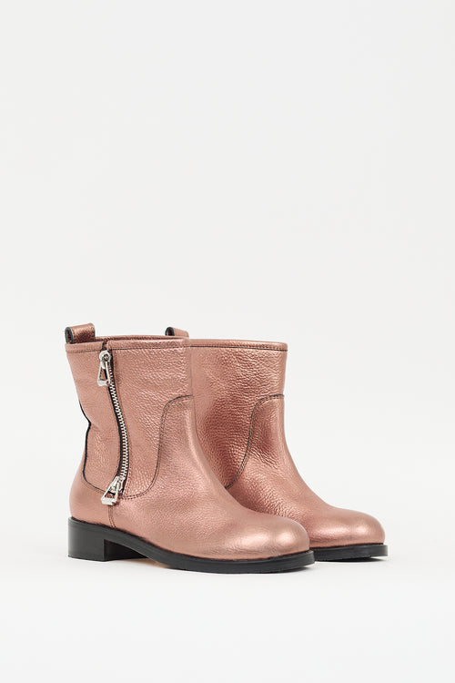 Jimmy Choo Bronze Leather Metallic Dondo Boot