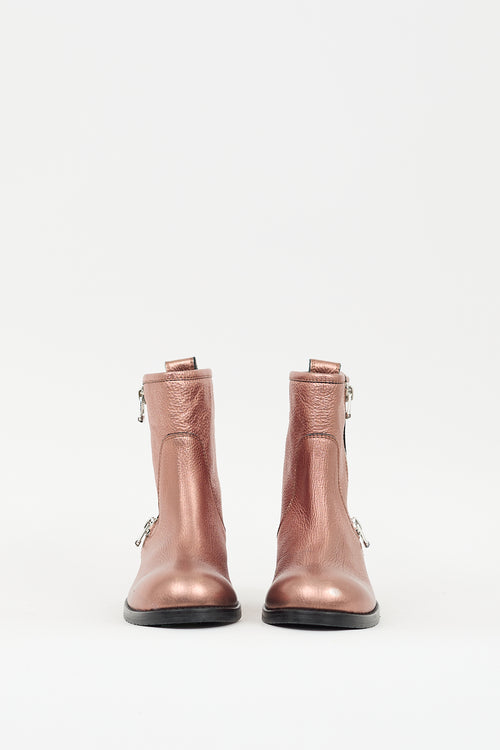 Jimmy Choo Bronze Leather Metallic Dondo Boot