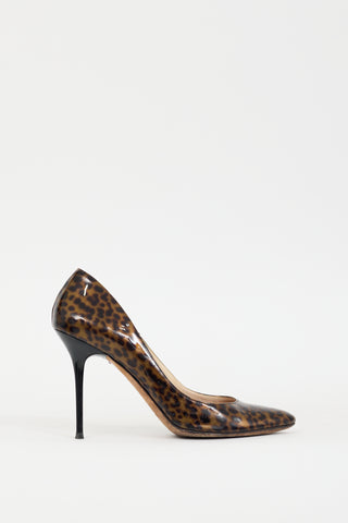 Jimmy Choo Brown & Black Patent Leather Gilbert Printed Heel