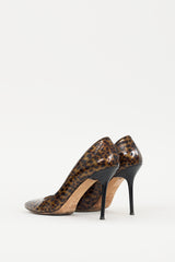Jimmy Choo Brown & Black Patent Leather Gilbert Printed Heel