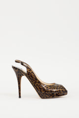 Jimmy Choo Brown & Black Patent Leather Printed Slingback Heel