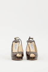 Jimmy Choo Brown & Black Patent Leather Printed Slingback Heel