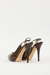Jimmy Choo Brown & Black Patent Leather Printed Slingback Heel