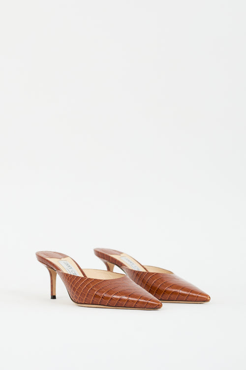 Jimmy Choo Brown Embossed Leather Mule