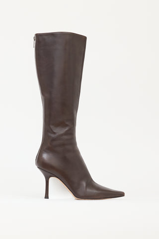 Jimmy Choo Brown Leather Agathe 85 Boot