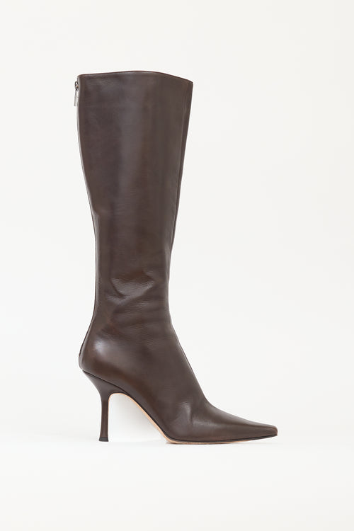 Jimmy Choo Brown Leather Agathe 85 Boot