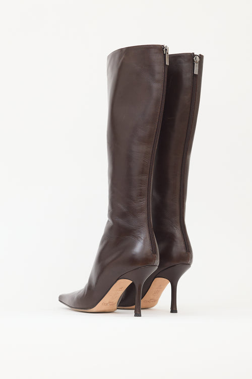 Jimmy Choo Brown Leather Agathe 85 Boot