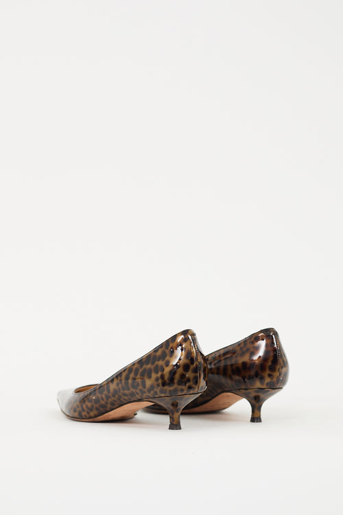 Jimmy Choo Brown & Black Patent Printed Amelia Pump