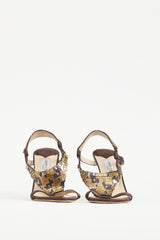 Jimmy Choo Brown & Multicolour Satin & Sequin Heel