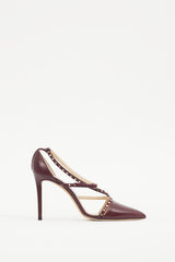 Jimmy Choo Burgundy & Gold Leather Studded Tiff Heel