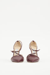Jimmy Choo Burgundy & Gold Leather Studded Tiff Heel