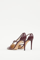 Jimmy Choo Burgundy & Gold Leather Studded Tiff Heel
