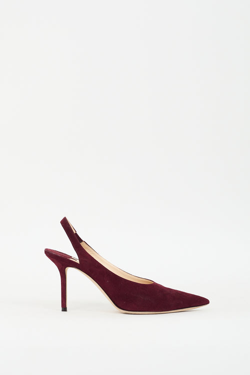 Jimmy Choo Burgundy Suede Slingback Pump