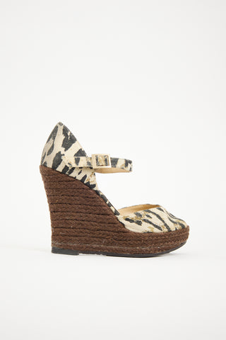 Jimmy Choo Canvas Printed Wedge Sandal