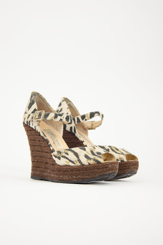 Jimmy Choo Canvas Printed Wedge Sandal