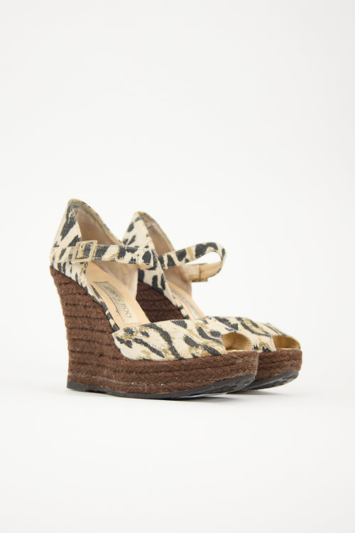 Jimmy Choo Canvas Printed Wedge Sandal