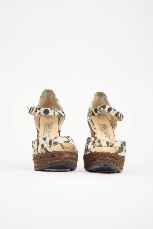 Jimmy Choo Canvas Printed Wedge Sandal