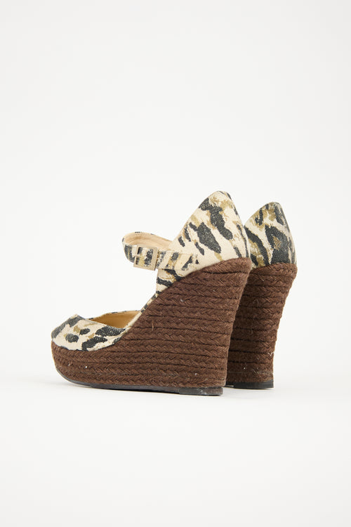 Jimmy Choo Canvas Printed Wedge Sandal