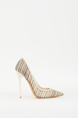 Jimmy Choo Cream & Grey Mesh Striped Pump