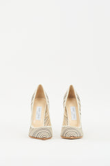 Jimmy Choo Cream & Grey Mesh Striped Pump