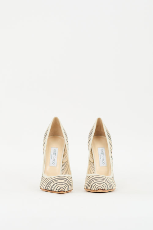 Jimmy Choo Cream & Grey Mesh Striped Pump