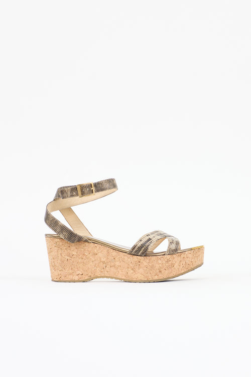 Jimmy Choo Exotic Papyrus Platform Sandal