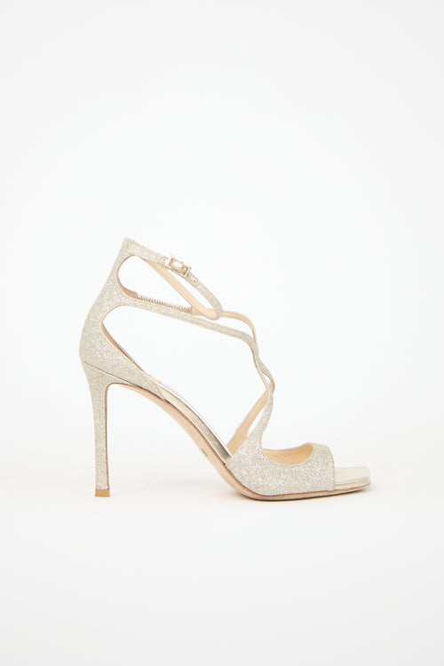 Jimmy Choo Glitter Leather Azia Heel