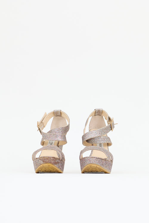 Jimmy Choo Glitter Penny Wedge Sandal