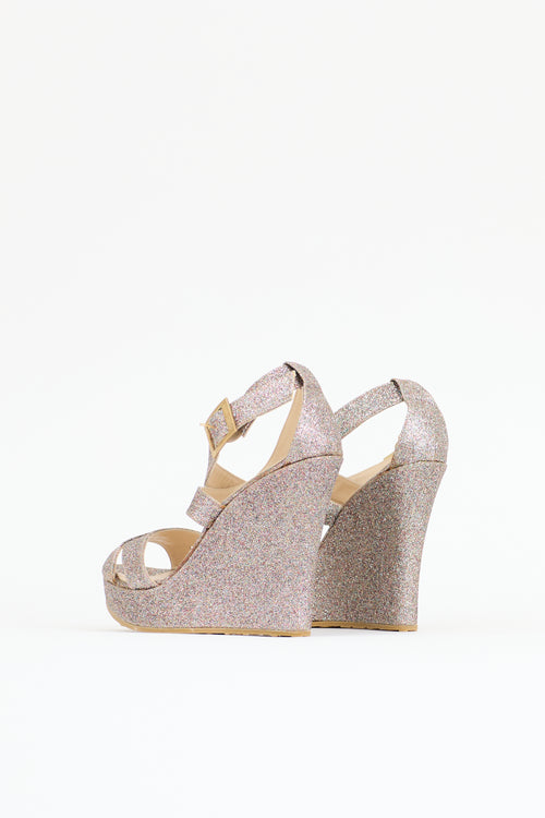Jimmy Choo Glitter Penny Wedge Sandal
