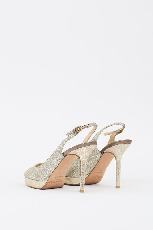 Jimmy Choo Silver & Gold Glitter Slingback Heel