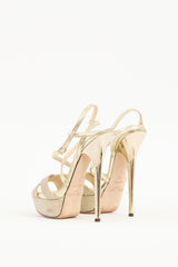 Jimmy Choo Gold Liddie 145 Sparkly Platform Heel