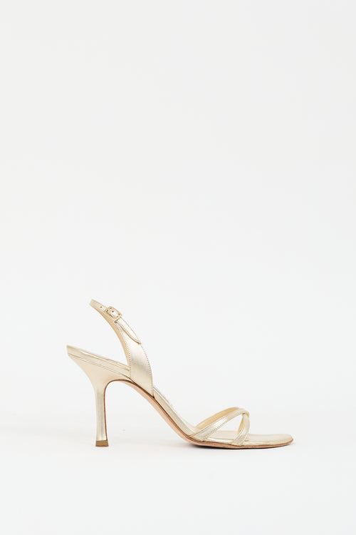 Jimmy Choo Gold Leather Heeled Sandal