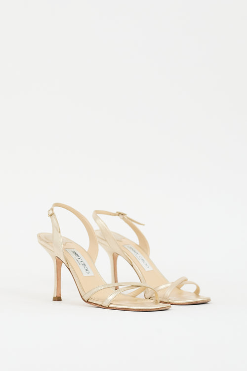 Jimmy Choo Gold Leather Heeled Sandal