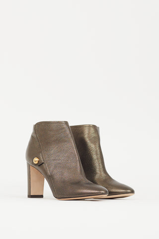 Jimmy Choo Gold Leather Medal 85 Ankle Boot