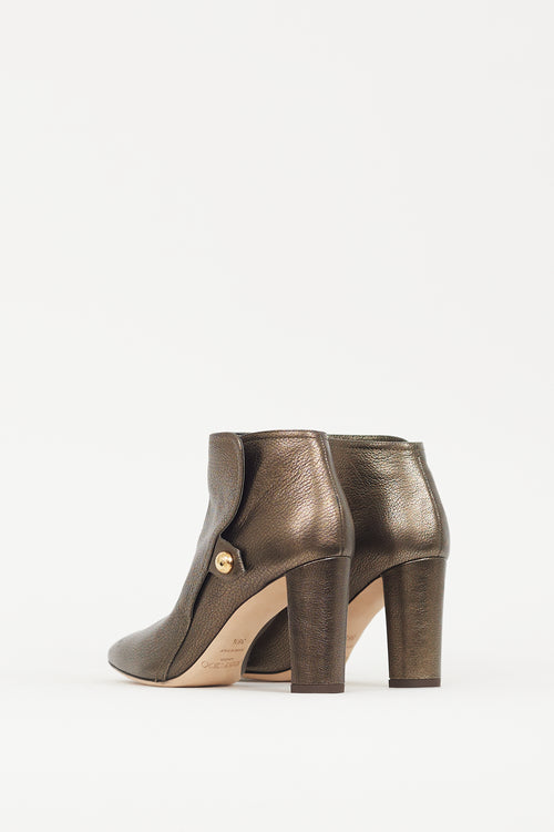 Jimmy Choo Gold Leather Medal 85 Ankle Boot