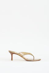 Jimmy Choo Gold Textured Leather Heeled Sandal