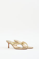 Jimmy Choo Gold Textured Leather Heeled Sandal