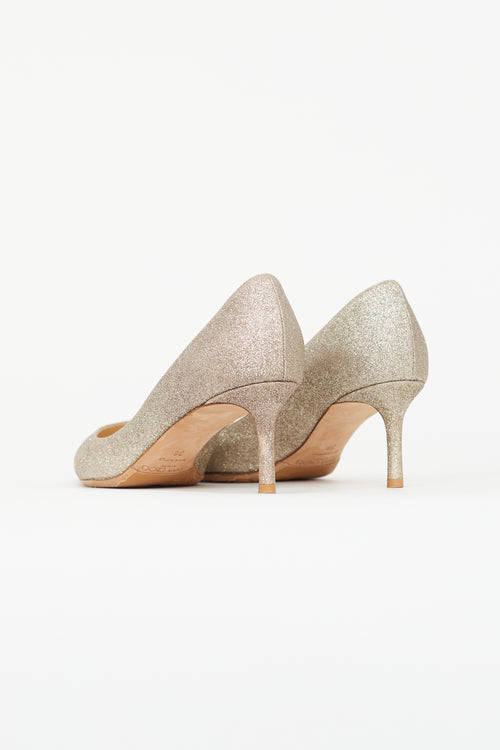 Jimmy Choo Gold Glitter Romy 60 Pump