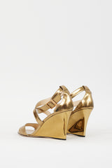 Jimmy Choo Gold Metallic Leather Fearne Wedge