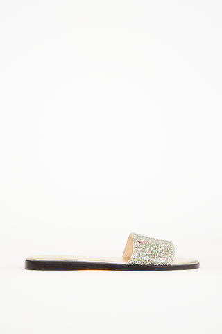 Jimmy Choo Gold & Multicolour Glitter Minea Flat Sandal