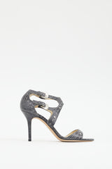 Jimmy Choo Grey & Silver Embossed Stud Heel