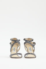 Jimmy Choo Grey & Silver Embossed Stud Heel