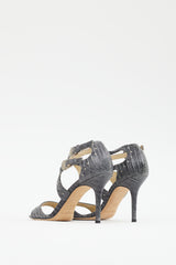 Jimmy Choo Grey & Silver Embossed Stud Heel