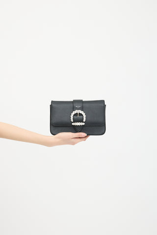 Jimmy Choo Leather Cheri Crystal Buckle Bag