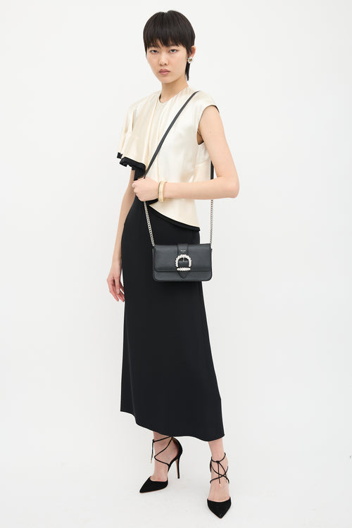 Jimmy Choo Leather Cheri Crystal Buckle Bag