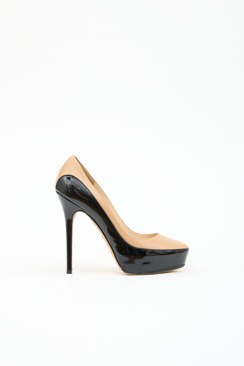 Jimmy Choo Leather & Patent Platform Pump